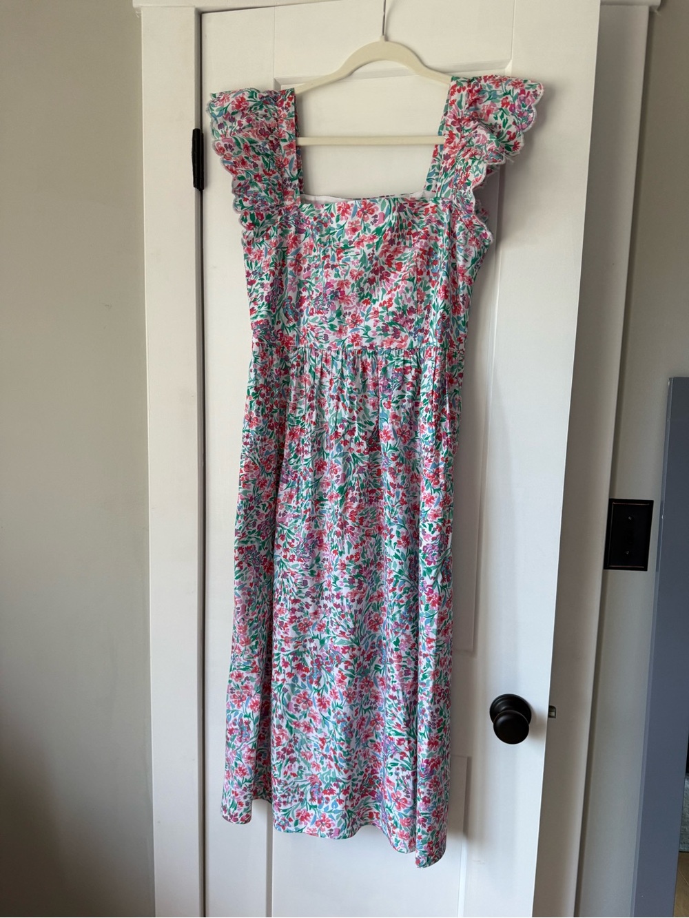 Women’s Pink Floral Sundress with Ruffle Straps